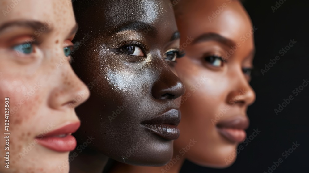 Diverse models showcasing unity and beauty in a close-up portrait during a contemporary fashion photoshoot