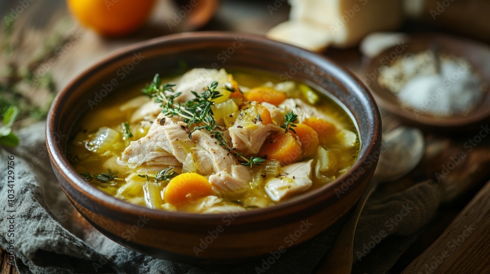 The national cuisine of Great Britain: Chicken soup with leeks. The national cuisine of Great Britain: Chicken soup with leeks.