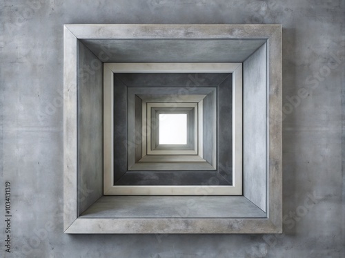 Panoramic Square in Square: Gray Color Symmetry for Modern Abstract Art