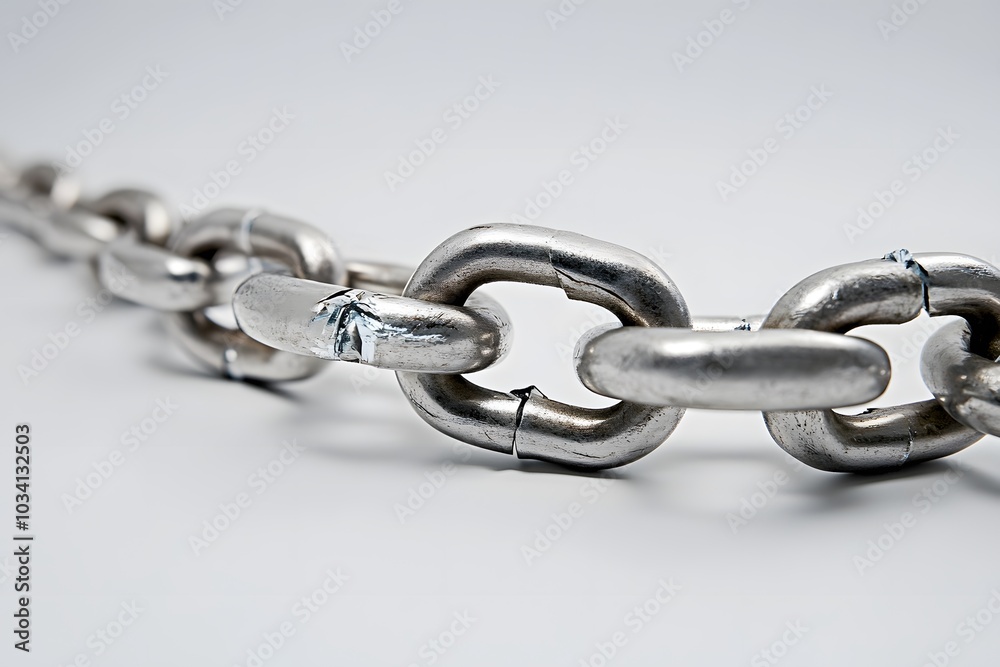 Fototapeta premium A Close-Up of a Broken Metal Chain Link