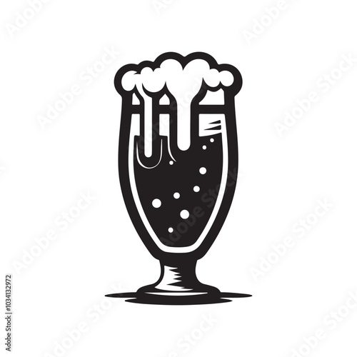 Beer Glass Silhouette Icon - A Stylish and Modern Design Perfect for Brewery Branding, Beverage Marketing, or as a Unique Symbol in Digital and Print Media, Capturing the Essence of Beer Culture.
