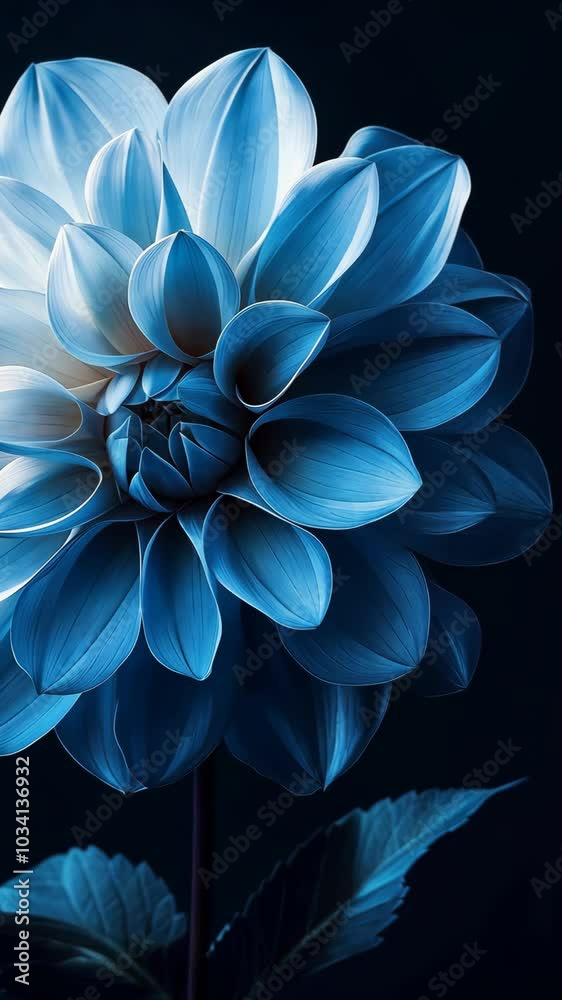 Blooming blue dahlia unfolding its delicate petals Blooming blue dahlia unfolding its delicate petals
