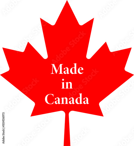 Vinotovated in Canada. Red maple leaf with white ‘Made in Canada’ signature