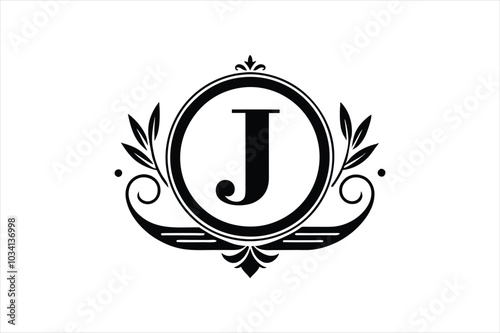  Logo type Typography Main icon letter j inside an emblem vector art illustration.