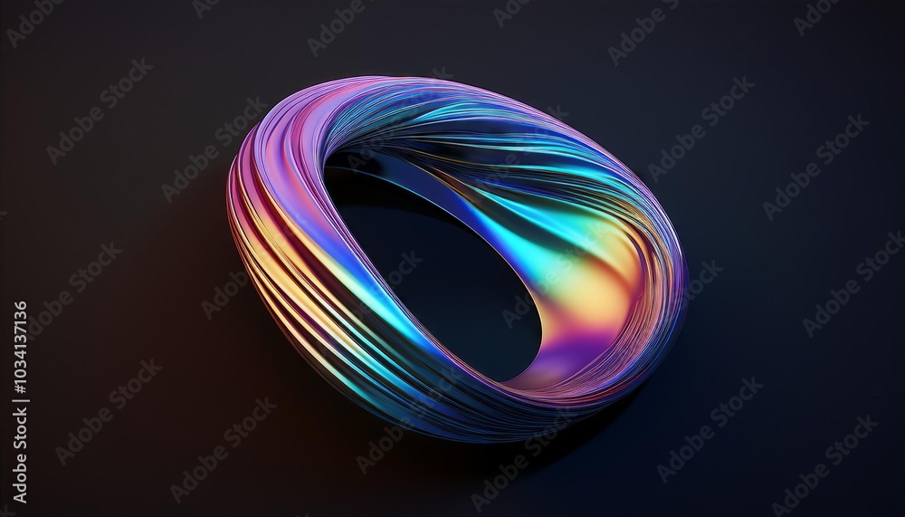 Abstract 3D Shape with Iridescent Colors Abstract 3D Shape with Iridescent Colors