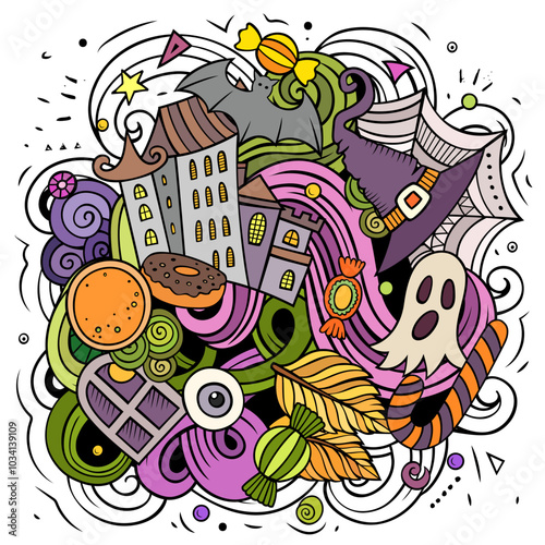 Happy Halloween cartoon vector illustration.