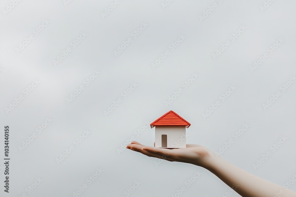 Naklejka premium human hand with small house