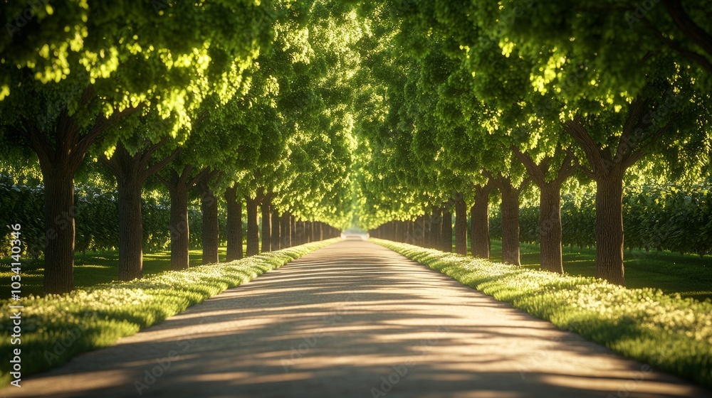 A long, winding road lined with trees leading into the distance. A long, winding road lined with trees leading into the distance.