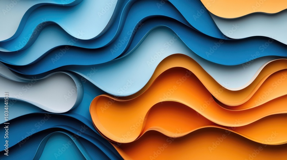 Colored Paper Waves Close-Up Colored Paper Waves Close-Up