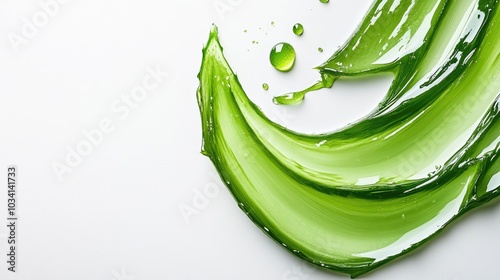 Aloe Vera or Centella Asiatica Smudge Gel on White Background.