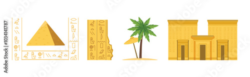 Egypt Symbols and Ancient Egyptian Object Vector Set
