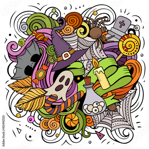 Happy Halloween cartoon vector illustration.
