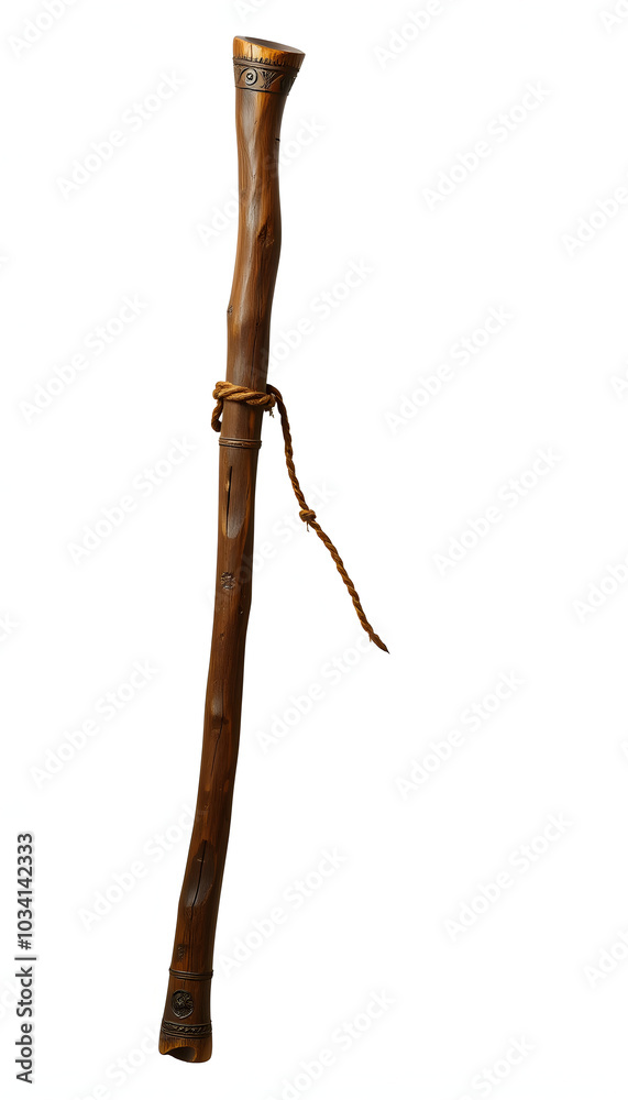 Obraz premium ancient shepherd wooden stick isolated on white background isolated with white highlights, png