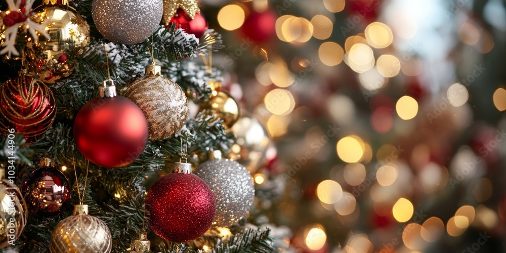 Merry Christmas and Happy New Year with a decorated Christmas tree festive background. Merry Christmas and Happy New Year with a decorated Christmas tree festive background.