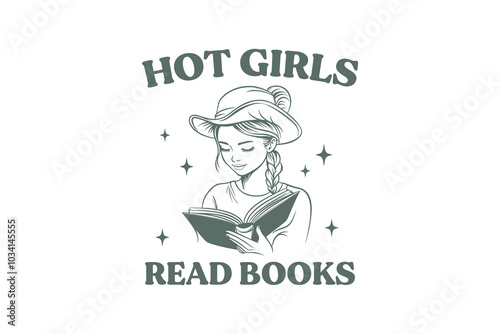 Hot Girls read books, Reading Book Typography T shirt design	