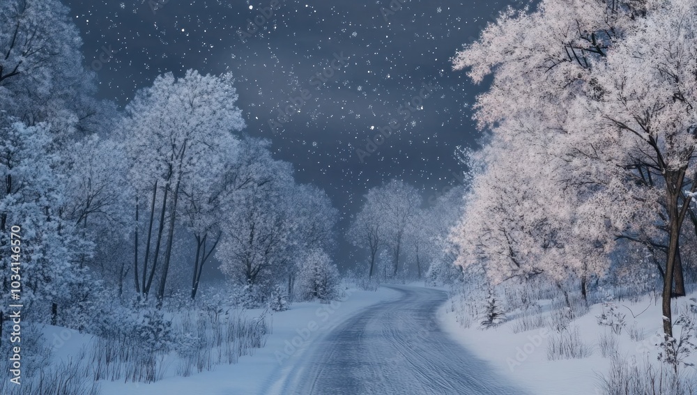 Fototapeta premium Snowy Forest Road