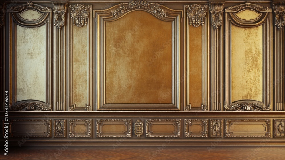 Elegant Empty Room with Golden Walls