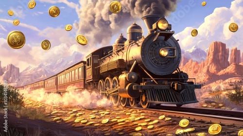 Train robbery slot bonus game with motion graphics and realistic scenery