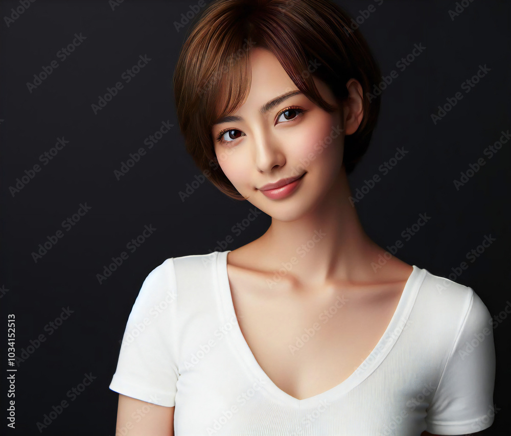 白いTシャツの美女 白いTシャツの美女
