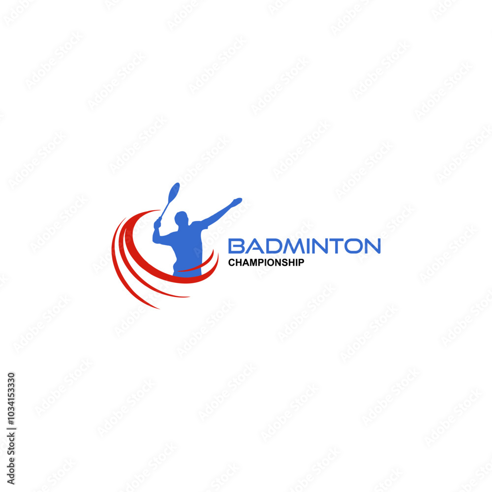 badminton logo simple design vector blue and red color badminton logo simple design vector blue and red color