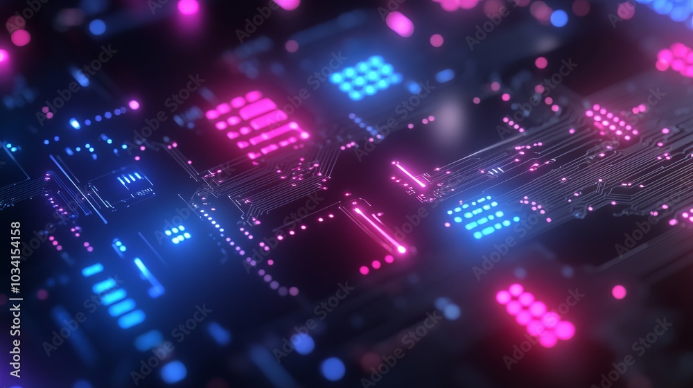 Abstract circuit board with neon lights. Abstract circuit board with neon lights.