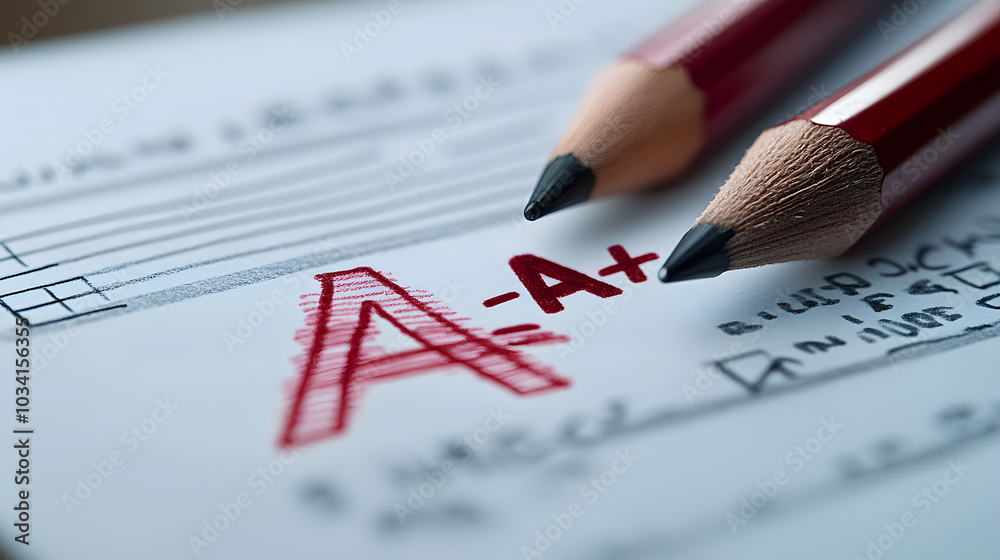 A Photograph of an Exam Paper with the “A” Mark Circled in Red, Symbolizing Academic Achievement and Excellence. The Crisp Paper and Bold Marking Highlight the Success and Hard Work of the Student. Th A Photograph of an Exam Paper with the “A” Mark Circled in Red, Symbolizing Academic Achievement and Excellence. The Crisp Paper and Bold Marking Highlight the Success and Hard Work of the Student. Th