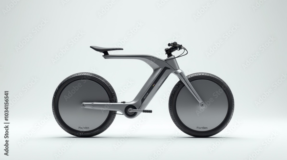 A futuristic electric bicycle with a thin, lightweight frame made of polished aluminum alloy. The design is sleek and minimalistic, featuring integrated LED lights along the frame. A futuristic electric bicycle with a thin, lightweight frame made of polished aluminum alloy. The design is sleek and minimalistic, featuring integrated LED lights along the frame.