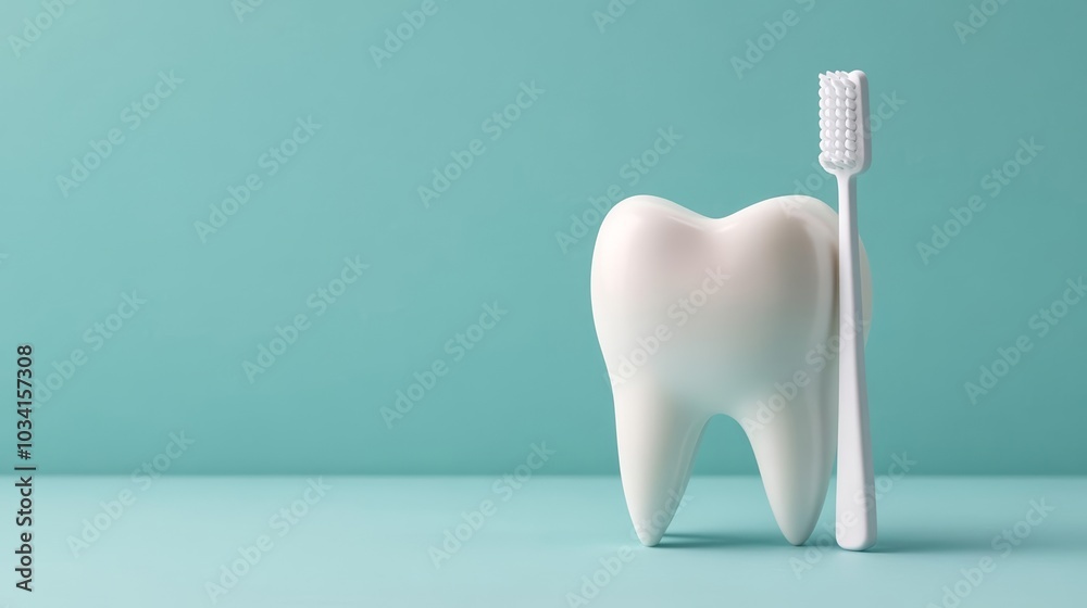 Animated tooth character with a toothbrush, vibrant and fun concept, children's dental care and hygiene focus for digital posters Animated tooth character with a toothbrush, vibrant and fun concept, children's dental care and hygiene focus for digital posters