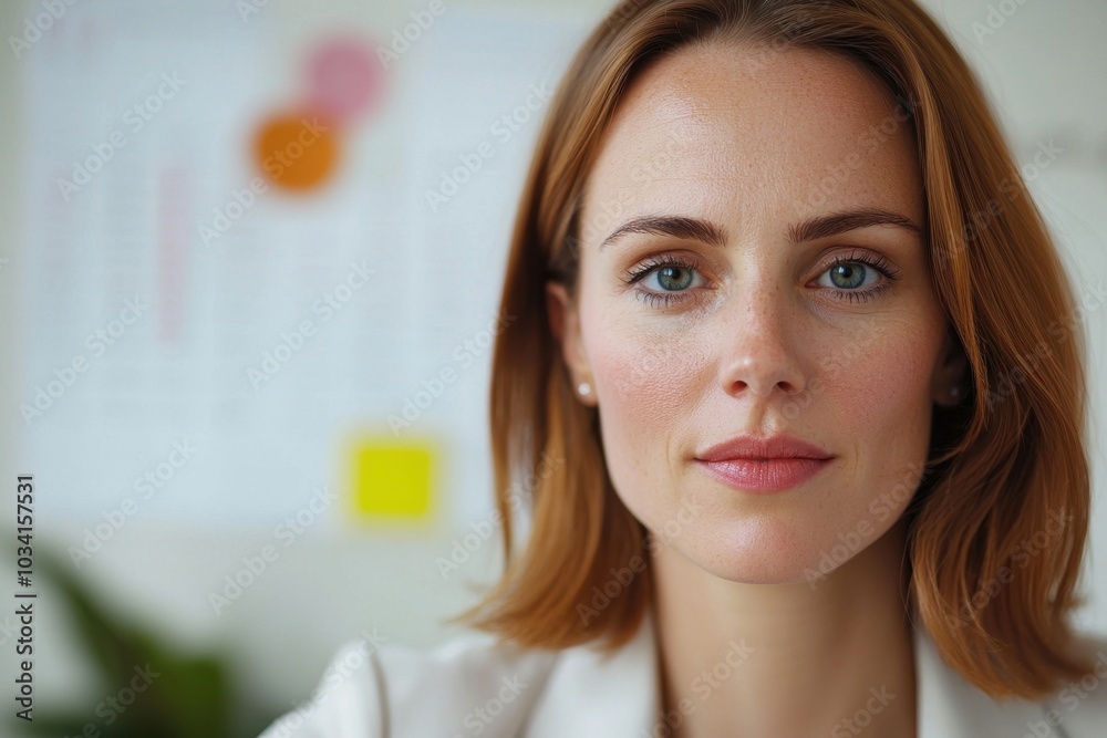 Empowering professional woman in a modern office setting a close-up portrait highlighting confidence and determination Empowering professional woman in a modern office setting a close-up portrait highlighting confidence and determination