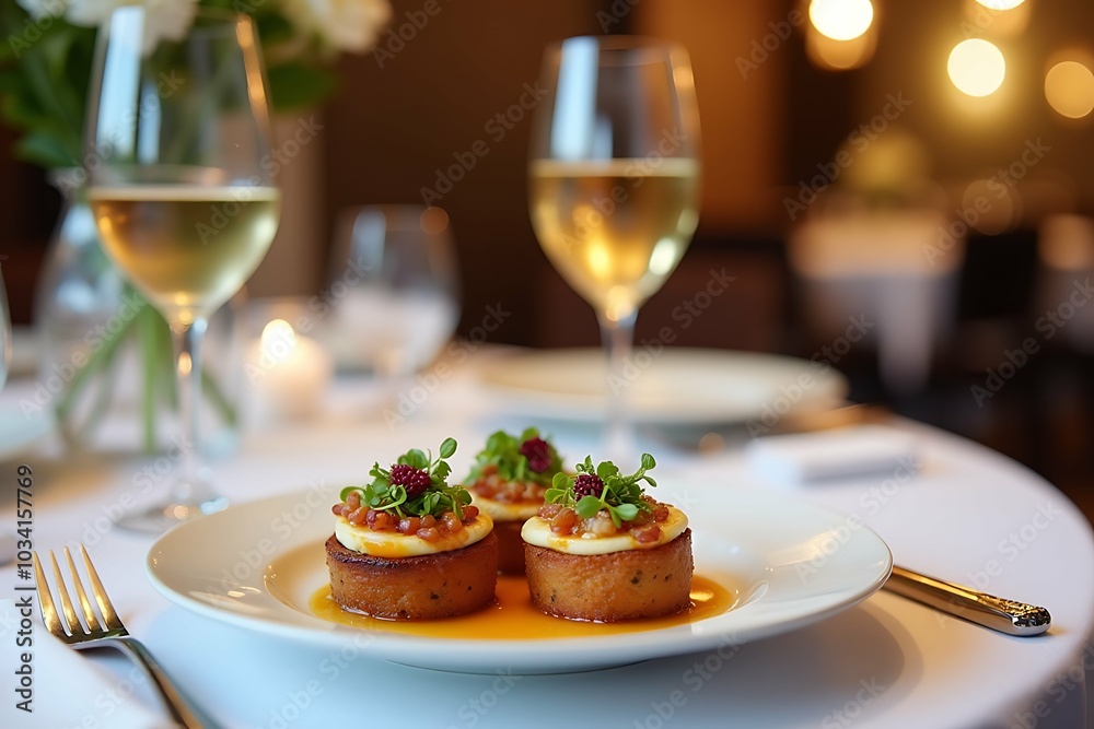Luxurious appetizer on a restaurant table Luxurious appetizer on a restaurant table