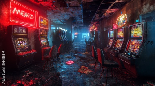 Apocalyptic casino with undead dealers in deserted mall