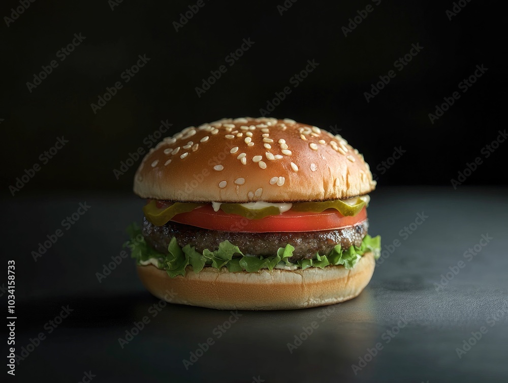 Hamburger on a black background Hamburger on a black background