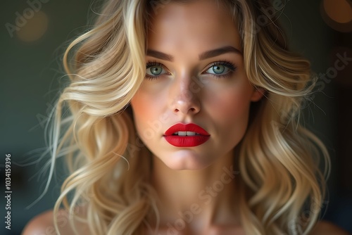 Beautiful blonde woman with glamorous makeup
