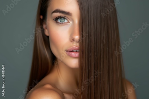 Fashion woman with straight long shiny hair. Beauty and hair care