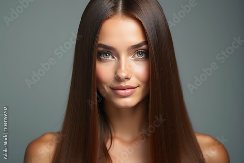 Young woman with long hair and smooth skin