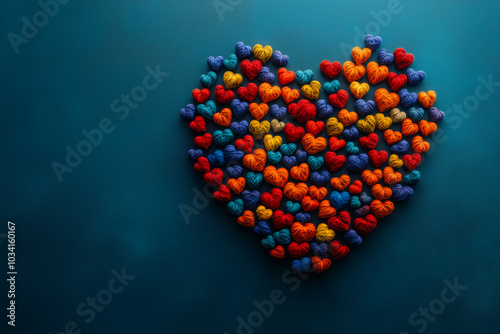 Heart made of interconnected people, unity and teamwork