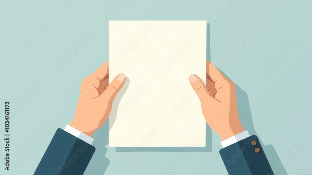 blank sheet for text in male hands. illustration for text blank sheet for text in male hands. illustration for text