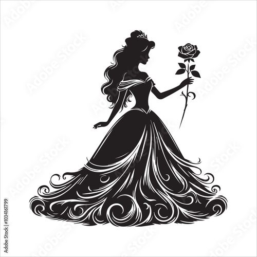 Women Weeding gown Dress With Floral Vibes and celebrating her moment vector illustration and bridal look