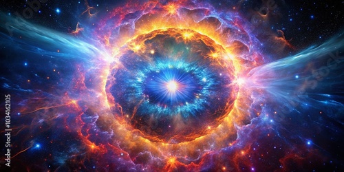 Stunning Supernova Explosion in Space with Nebula Shells and Cosmic Colors