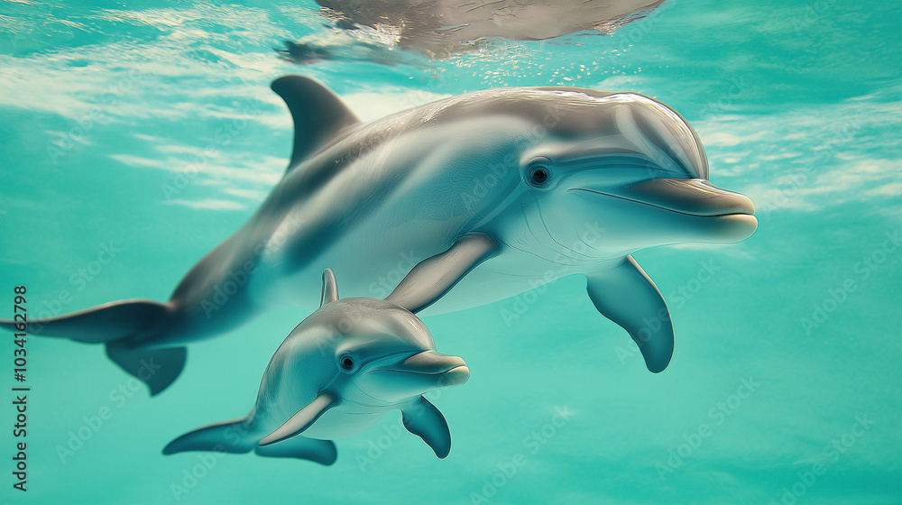 Naklejka premium Unraveling the Mysteries of Dolphin Communication: How Dolphins Use Sonar and Social Signals Underwater