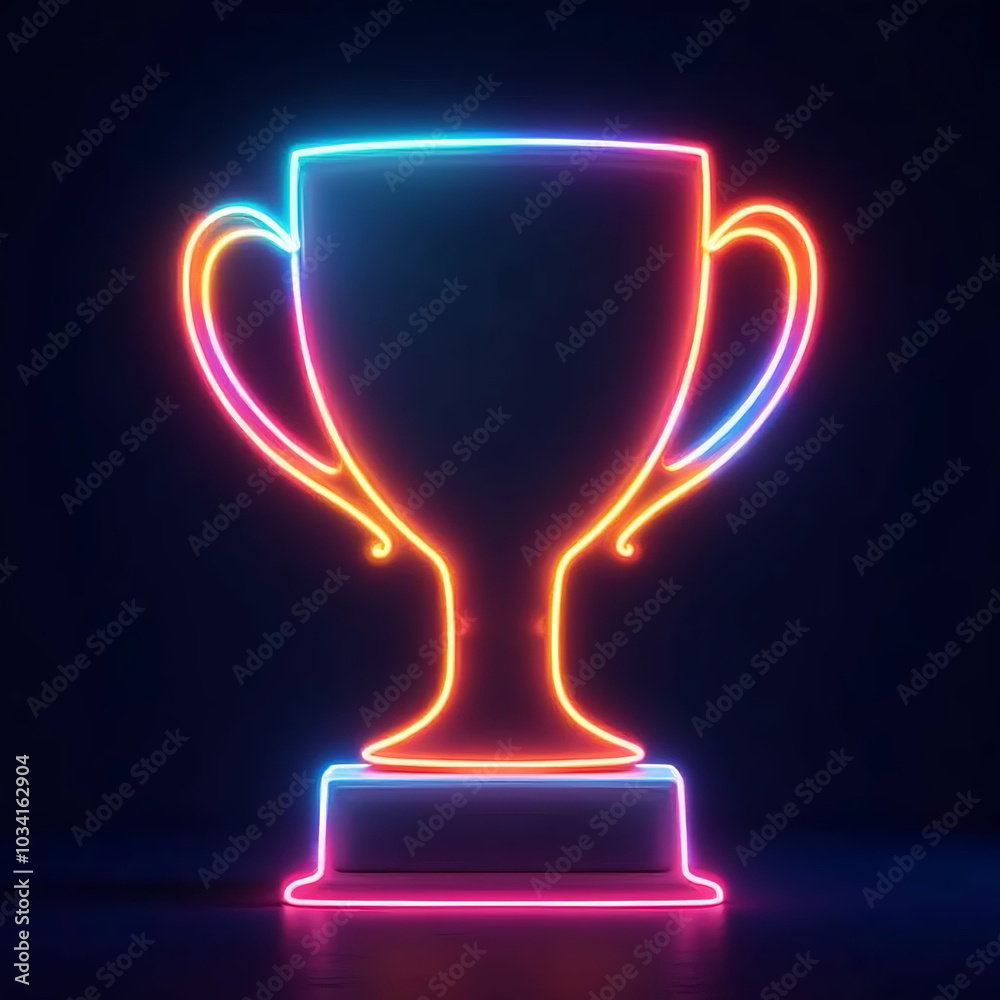 bright neon gradient sports cup icon on dark background bright neon gradient sports cup icon on dark background