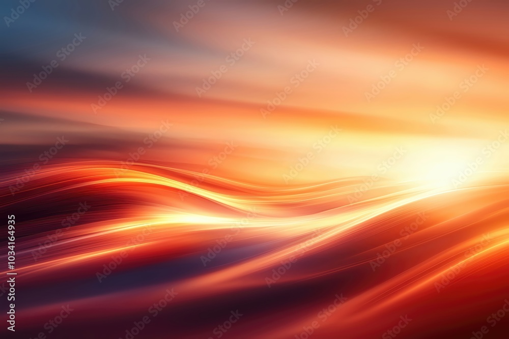 Obraz premium Vibrant abstract wave patterns in warm colors, evoking a sense of motion and serenity in a visually stunning background.