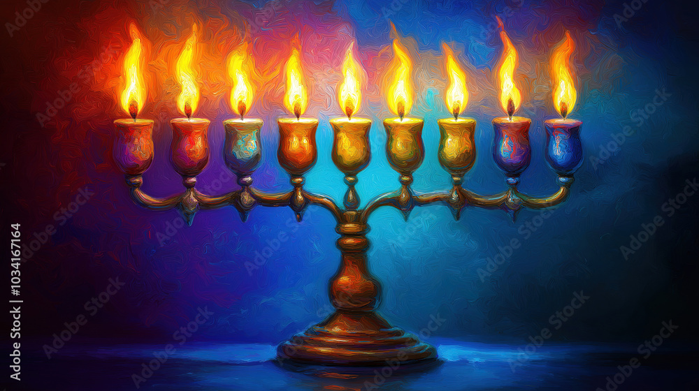 Menorah for Hanukkah Celebration with Soft Lighting Menorah for Hanukkah Celebration with Soft Lighting