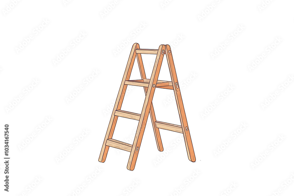 Sketch of a folding ladder, displayed in minimalist style for clarity. Sketch of a folding ladder, displayed in minimalist style for clarity.