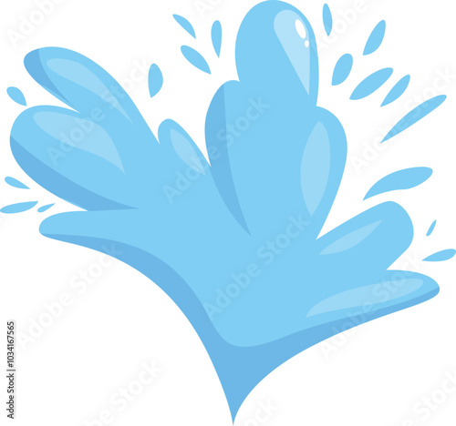Cartoon blue water is splashing, making a big shape, perfect for any water related design project