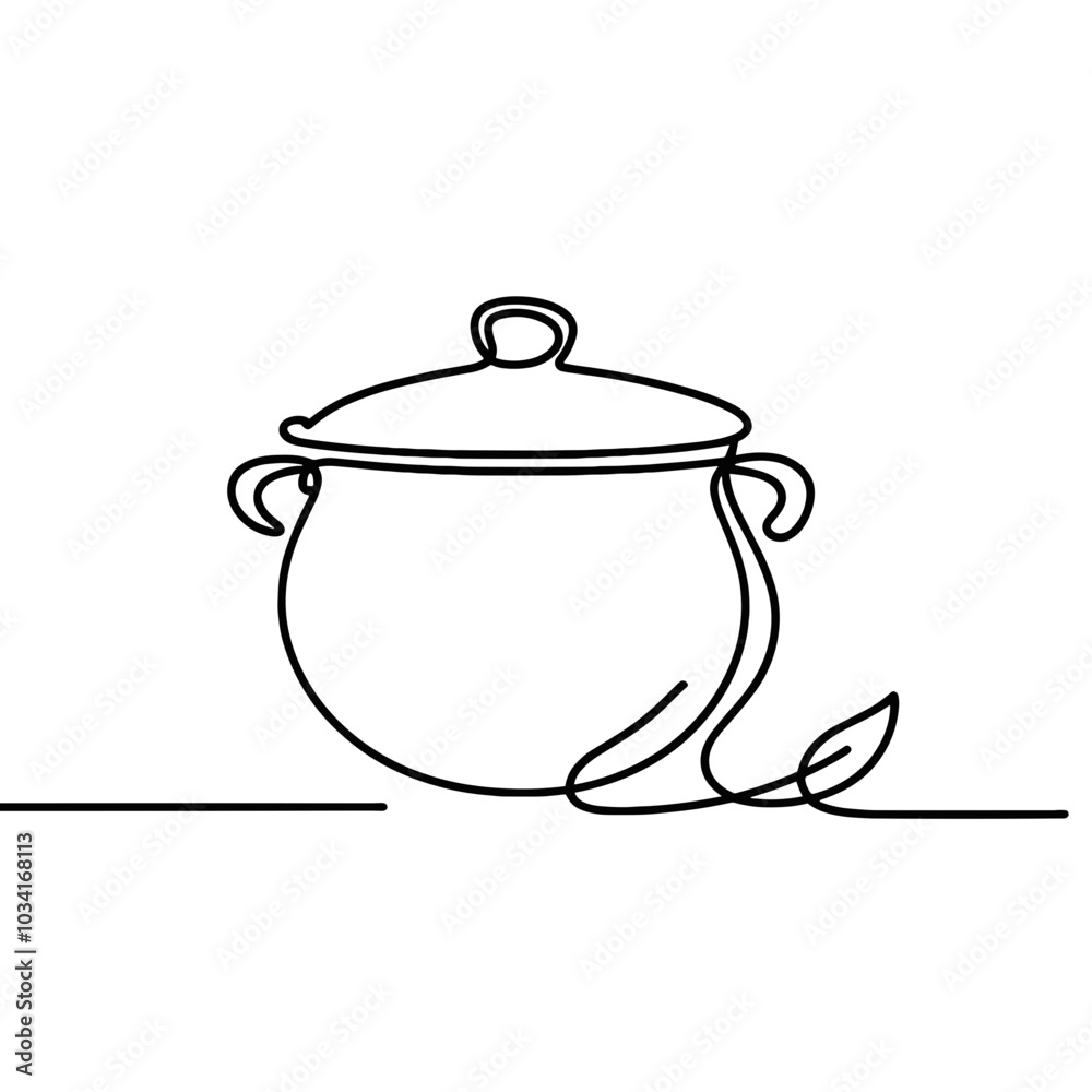 A black and white drawing of a pot with a lid on top. The pot is sitting on a white background A black and white drawing of a pot with a lid on top. The pot is sitting on a white background