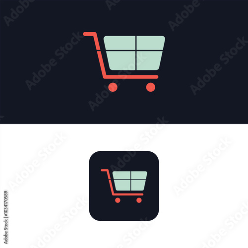 Beautiful flat style shopping cart icon vector illustration, Marketing Logo Template