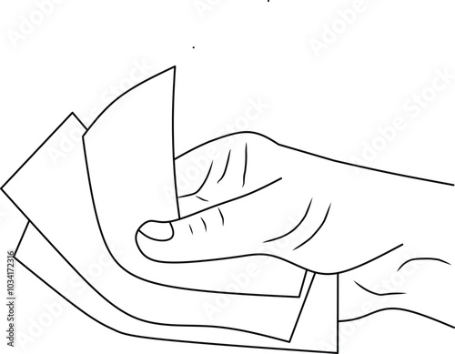 line drawing of hand giving money banknotes