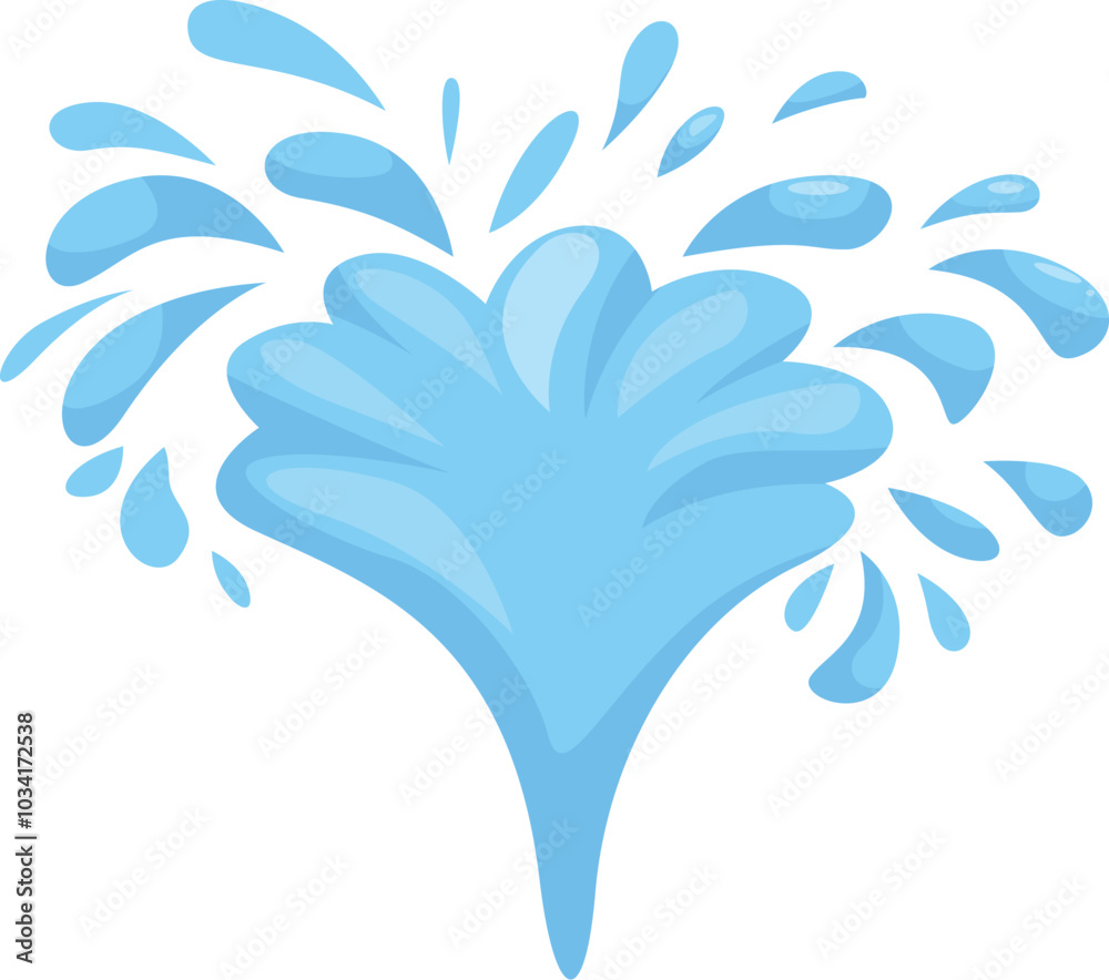 Fototapeta premium Cartoonish illustration of a water splash forming a crown shape with its drops