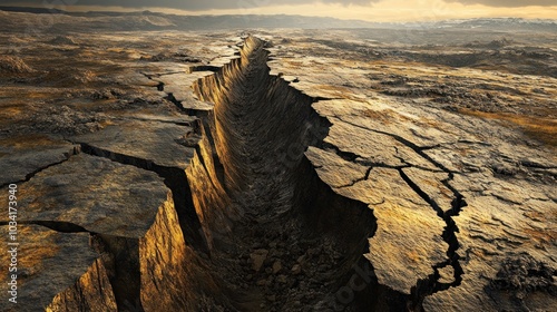 Wallpaper Mural A dramatic crack in the earth's surface, showcasing geological formations and textures. Torontodigital.ca